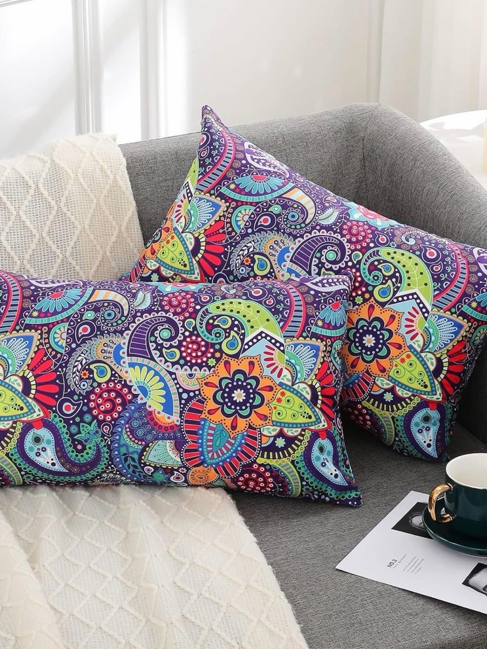 Vibrant Paisley Multicolor Decorative Throw Pillow Covers